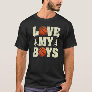 T-shirt Hommes J'Aime Mes Garçons Basketball Fête des père