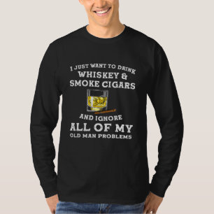 T-shirt Hommes Je Veux Boire Whiskey Fumer Cigars A Cigars