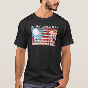 T-shirt Hommes Joyeux Fête du Travail Cool American Flag T