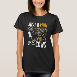 T-shirt Hommes Juste Un Homme Qui Aime Les Vaches Boucher
