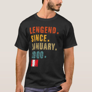 T-shirt Hommes Légende Depuis Janvier 2000 22E Anniversair