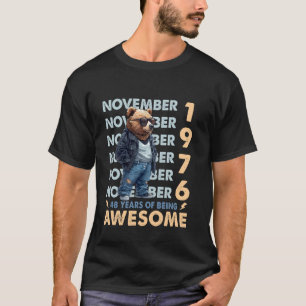 T-shirt Hommes Légende Novembre 1976 48e Anniversaire Ours