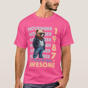 T-shirt Hommes Légende Novembre 1987 37e Anniversaire Ours