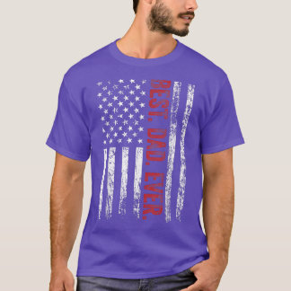 T-shirt Hommes Meilleur papa jamais American US Drapeau Pa