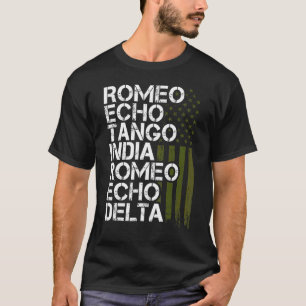 T-shirt Hommes militaires retraités Femmes Alphabet phonét