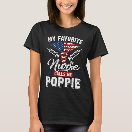 T-shirt Hommes Mon Infirmière Préférée M'Appelle Poppie Pa (Devant)