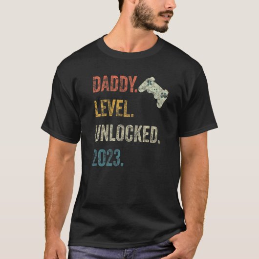 T-shirt Hommes Niveau Papa Déverrouillé 2023 Gamer Grosses (Devant)
