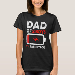 T-shirt Hommes Papa De 2 Garçons Batterie Faible Fatigué P