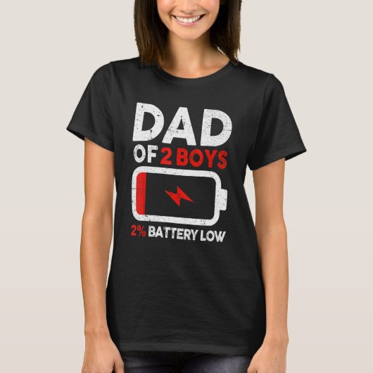 T-shirt Hommes Papa De 2 Garçons Batterie Faible Fatigué P (Devant)