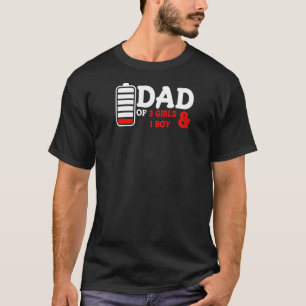 T-shirt Hommes Papa De 3 Filles & 1 Garçon Batterie Vides