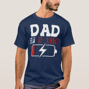 T-shirt Hommes Papa De 5 Enfants Batterie Faible Drôle Pou