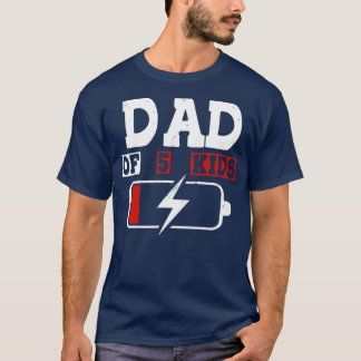 T-shirt Hommes Papa De 5 Enfants Batterie Faible Drôle Pou