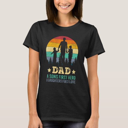 T-shirt Hommes Papa Fils Premier Héros Fille Amour Pour Pè (Devant)