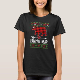 T-shirt Hommes Pawpaw Bear Père Noël Red Plaid Family Paja