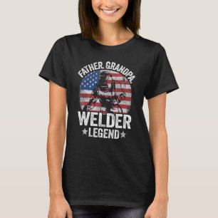 T-shirt Hommes Père Grand-père Welder Légende Drapeau Amér