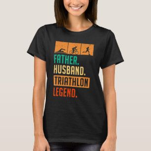 T-shirt Hommes Père Mari Triathlon Légende Run Swim Bike