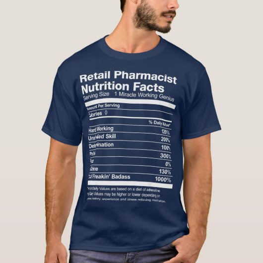 T-shirt Hommes Pharmaciste de détail La valeur nutritive D (Devant)