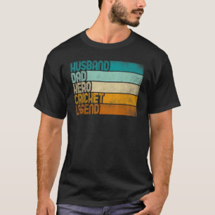 T-shirt Hommes Retro Husband Papa Hero Cricket Légende