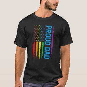 T-shirt Hommes Retro Vintage Américain Drapeau Fier Papa L