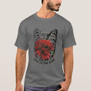 T-shirt Hommes Roi Au Crâne Gothique Os Et Tatto Couronne