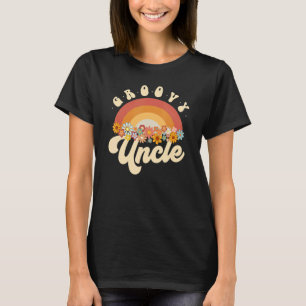 T-shirt Hommes Super Oncle Rétro Arc-en-ciel Fleurs coloré