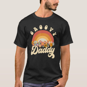 T-shirt Hommes Super papa Retro Arc-en-ciel Fleurs colorée