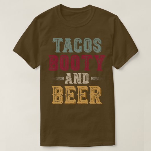 T-shirt Hommes Tacos Booty Et Cool De Bière Distressed Par (Design devant)