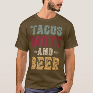 T-shirt Hommes Tacos Booty Et Cool De Bière Distressed Par