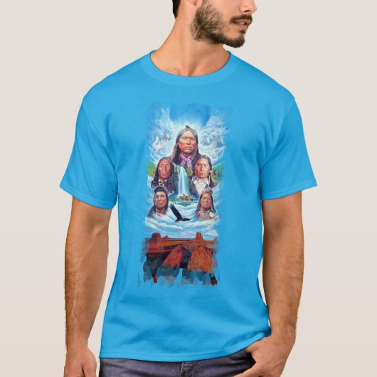 T-shirt Hommes Turquoise Blue Famous Amérindiens (Devant)