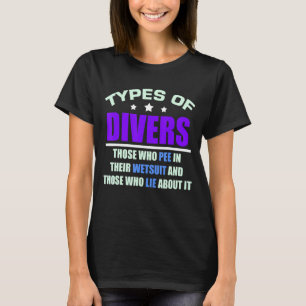 T-shirt Hommes Types De Plongeurs Aqua Pun Snorkeling Mari