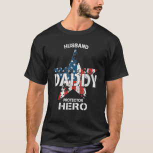 T-shirt Hommes Usa Drapeau Mari Daddy Protector Hero Pères