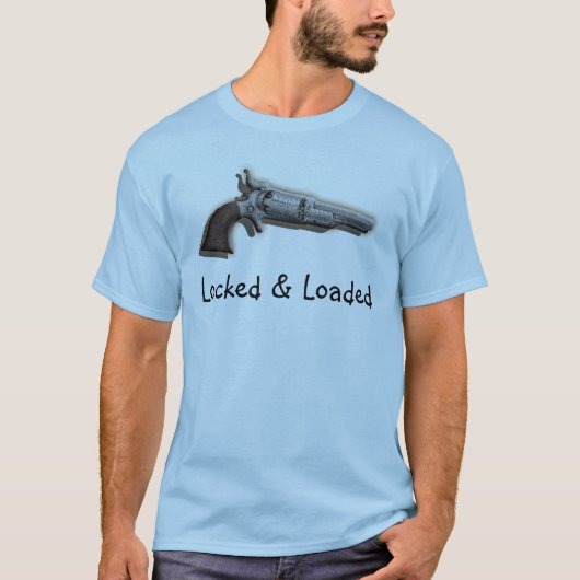 T-shirt Hommes verrouillés d'amants d'arme à feu chargée (Devant)