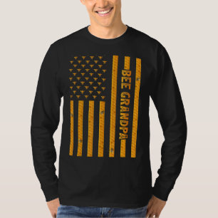 T-shirt Hommes Vintage Bee American Drapeau Bee Grand-père
