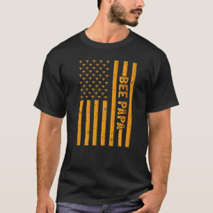 T-shirt Hommes Vintage Bee American Flag Bee Papa's Papa