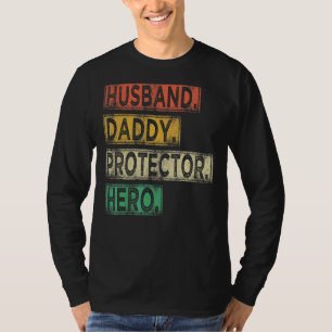 T-shirt Hommes Vintage Mari papa protecteur papa héros gra