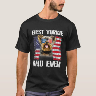 T-shirt Hommes Vintage Meilleur Yorkie Papa Jamais Drapeau