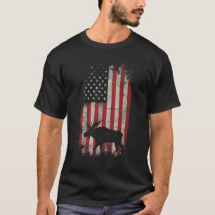 T-shirt Hommes Vintage Moose 4 juillet Patriotique Usa Ame