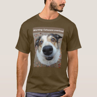 T-shirt Hond Print Grappige Waarschuwing: Schattig