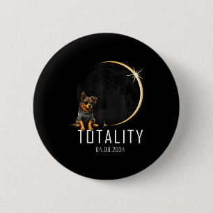 T-shirt Hond Totale Zonsverduistering Totaliteit Ronde Button 5,7 Cm