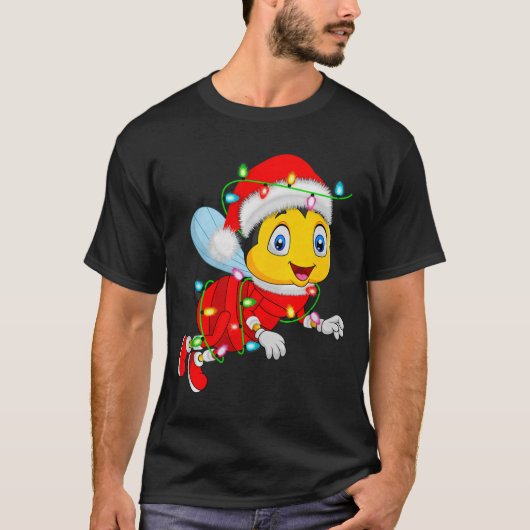 T-shirt Honey Bees Christmas Lights Santa Costume Cute Ani (Devant)