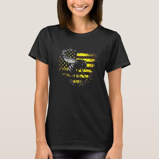 T-shirt Honeybee and bumble bee for American hive beekeepe (Devant)