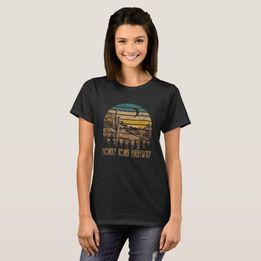 T-shirt Honky Tonk Highways Musique Désert Cactus Western (Devant entier)