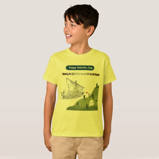 T-shirt Honneur à Columbus jaune (Devant entier)