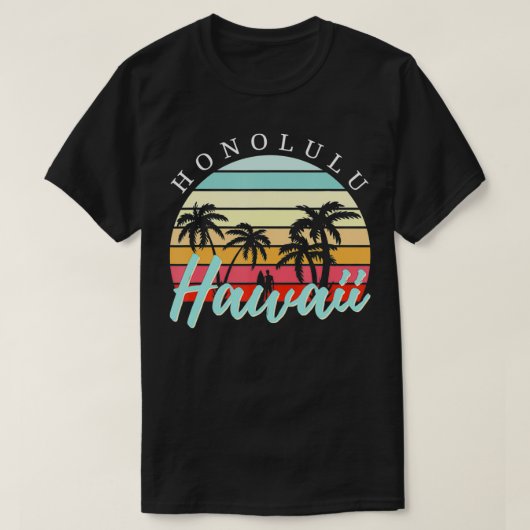T-shirt Honolulu Hawaii Sunset Surfing (Design devant)