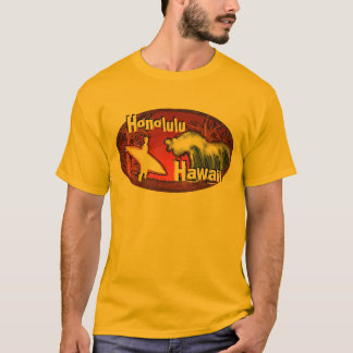 T-shirt Honolulu Hawaii surfer or vagues art gars tee