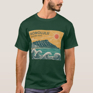 T-shirt Honolulu Oahu Diamond Head Retro Style Mi-Siècle