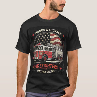 T-shirt Honor and Courage Firefighter États-Unis