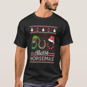 T-shirt Hoof de Cheval Elf Santa Claus Merry Horsemas Ugly