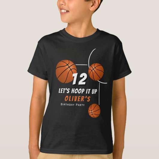 T-shirt Hoop it up Basketball Ball Anniversaire de enfant (Devant)