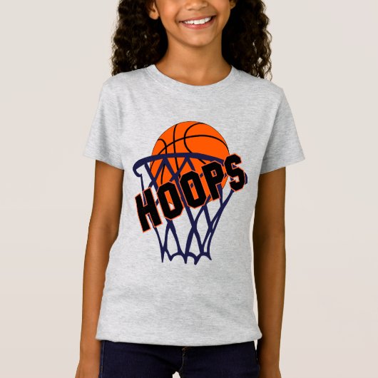 T-Shirt Hoops Basketball & Net Girls Tee (Devant)